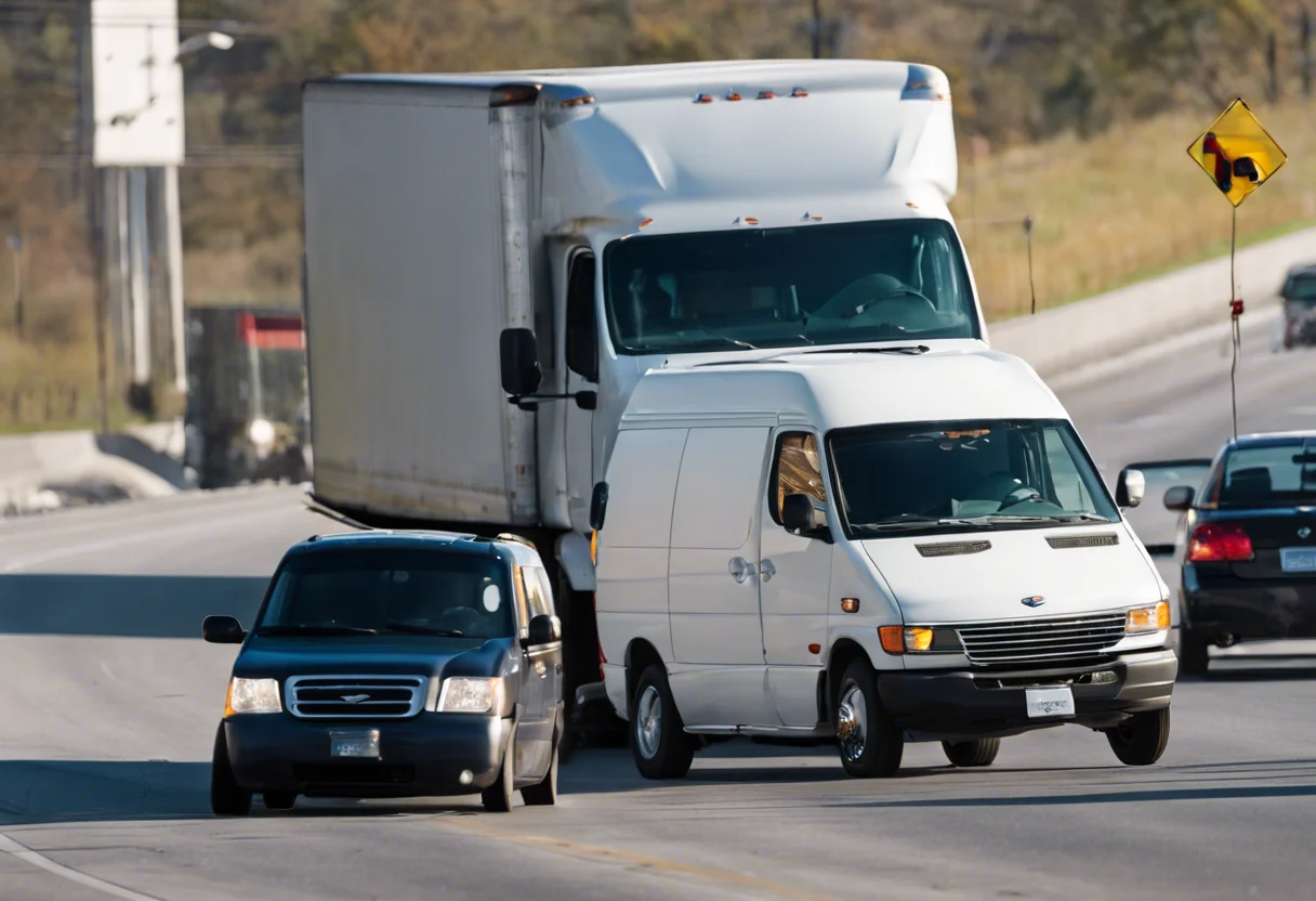 semi-truck hitting van on the road