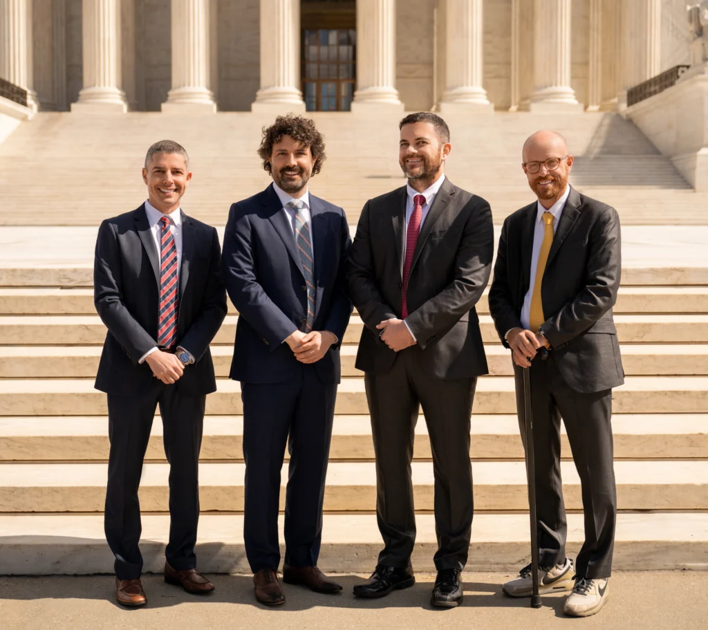 WHG Partners Matthew Greig, Michael Hoffman, Adam Werner, and Brendan Garcia in front of US Capitol Steps