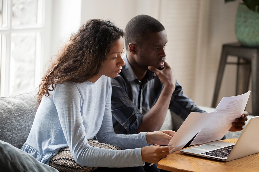 couple looking at the types of bankruptcy they can file for