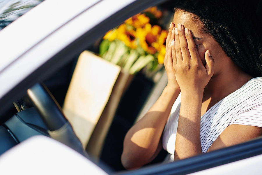 young pembroke pines driver covers her face after a car accident